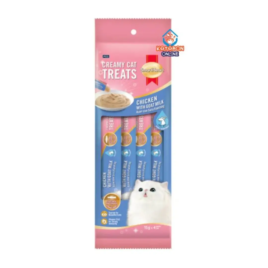 Smartheart Lickable Creamy Cat Treat Chicken with Goat Milk 15g x 4Pcs