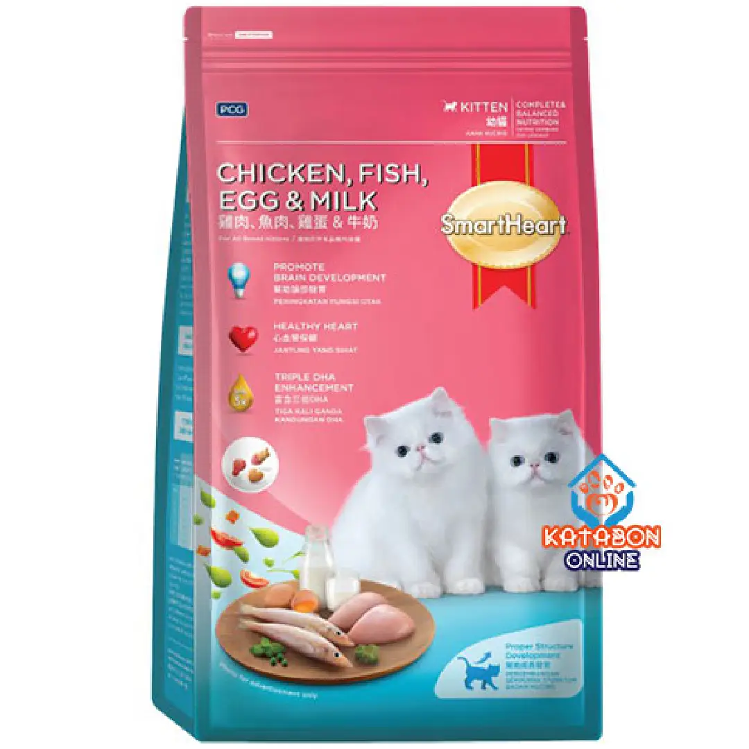 SmartHeart Kitten Dry Cat Food Chicken, Fish, Egg & Milk Flavour 450g