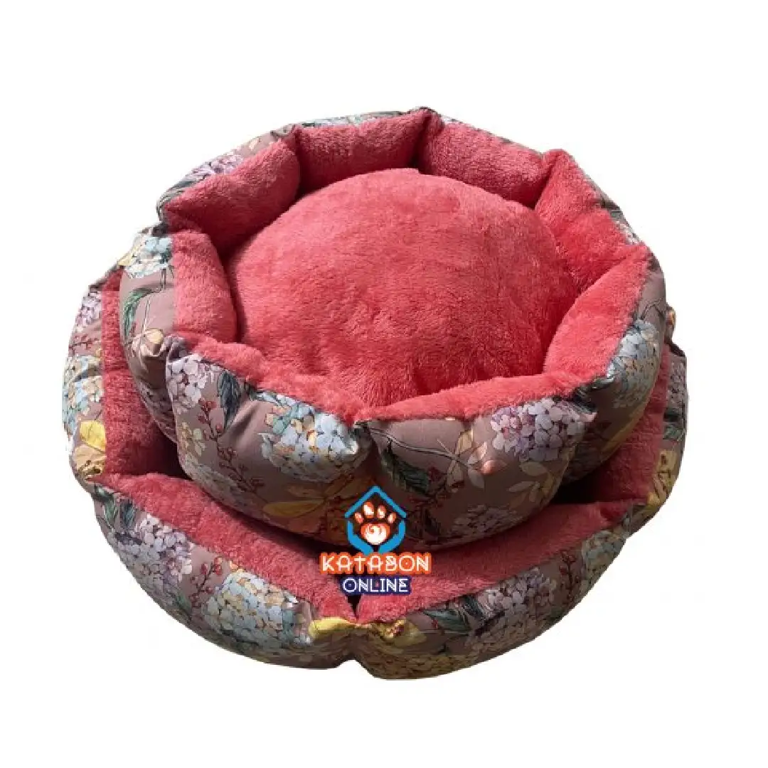 Round Plush Pet Bed Super Soft and Super Warm (S Size)