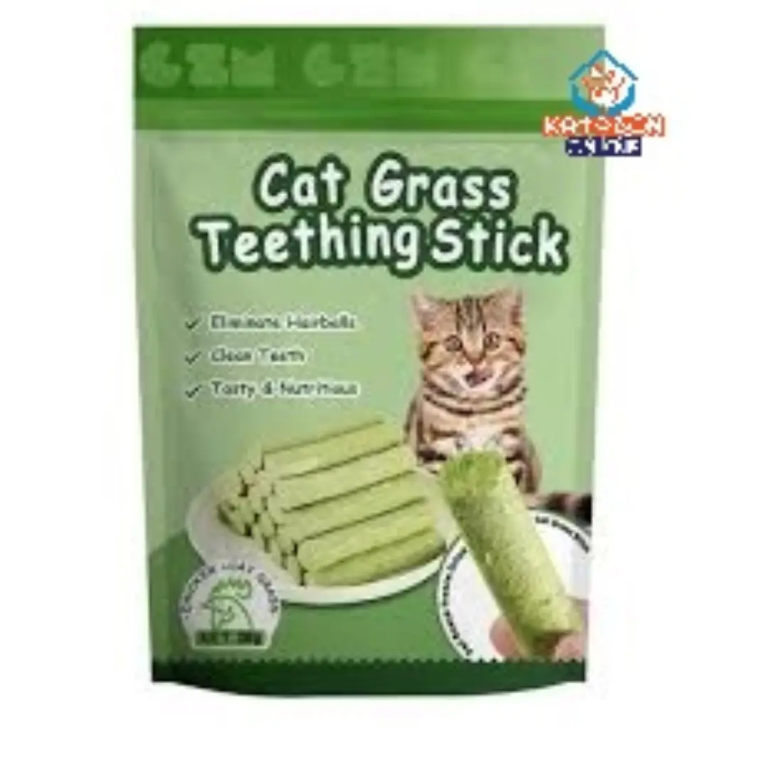 Cat Grass 6pcs Teething Stick set with Chicken Flavor for Pet Cat (30g)