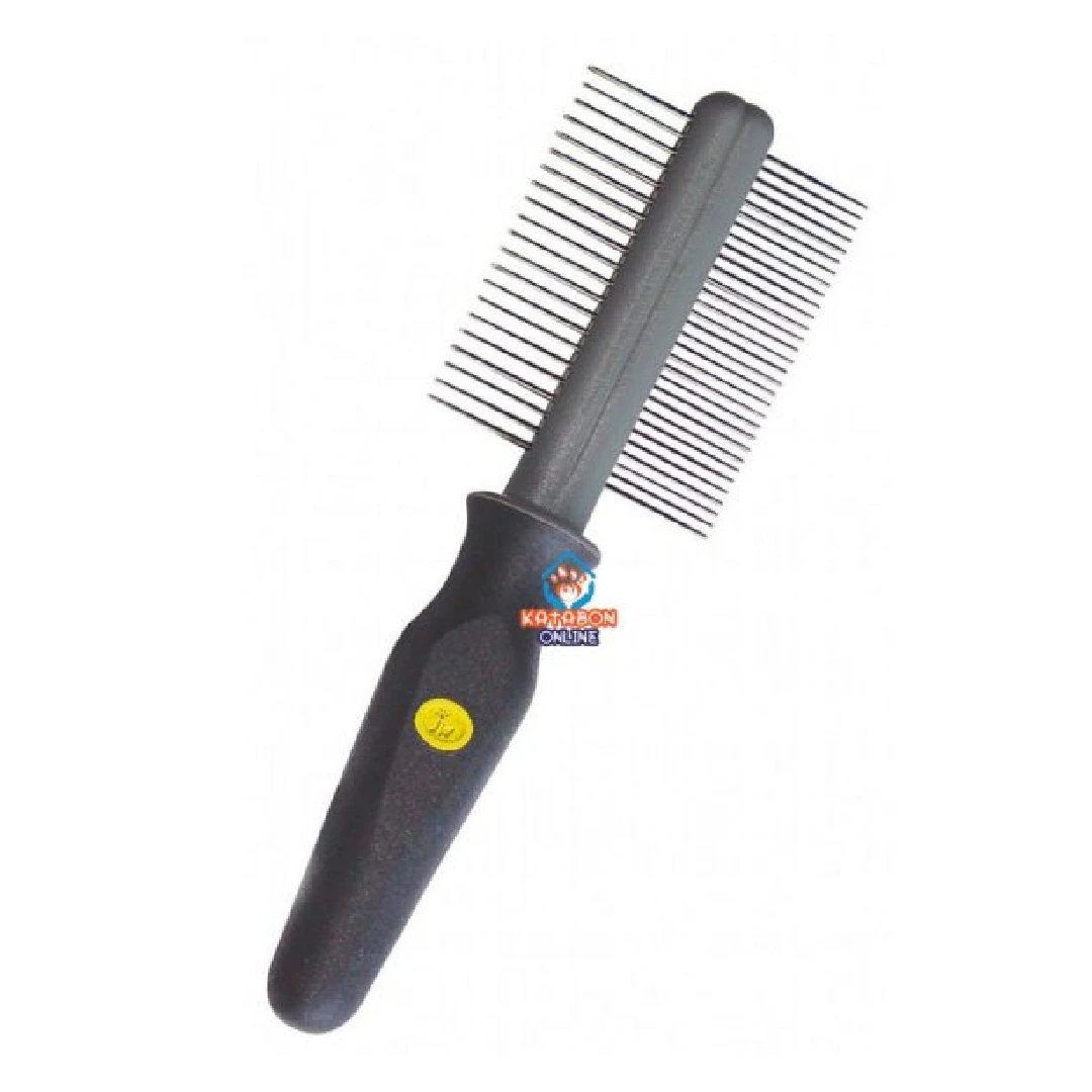 Gripsoft Double Sided Coarse & Fine Comb Rubber Non Slip Handle For Dogs