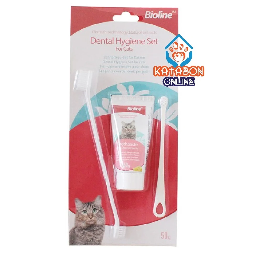Bioline Dental Hygiene Set for Cats Toothpaste with Brush 50g
