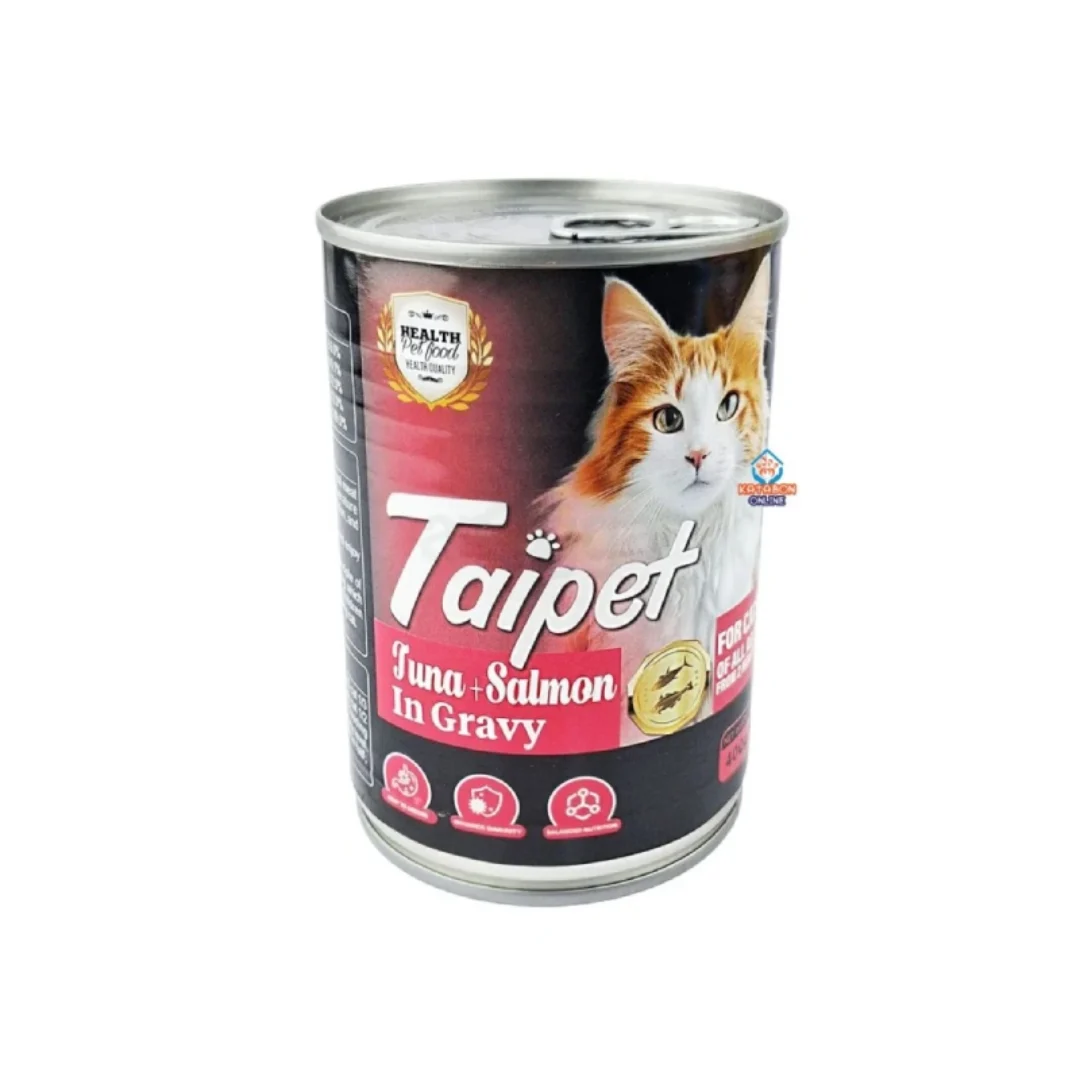 Taipet Can Cat Food Tuna And Salmon in Gravy For Both Adults & Kittens From 2months 400g
