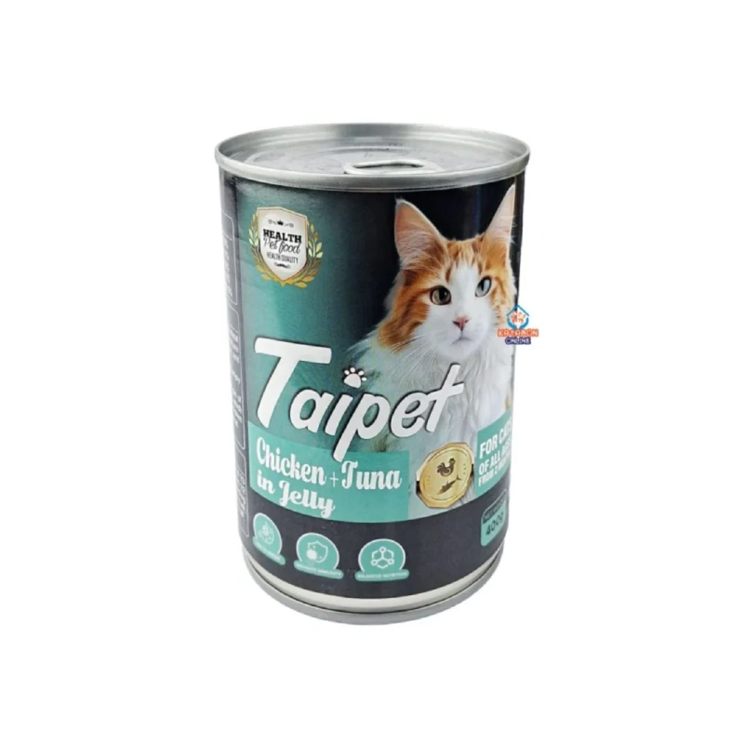 Taipet Can Cat Food Chicken and Tuna in Jelly For Both Adults & Kittens From 2months 400g”