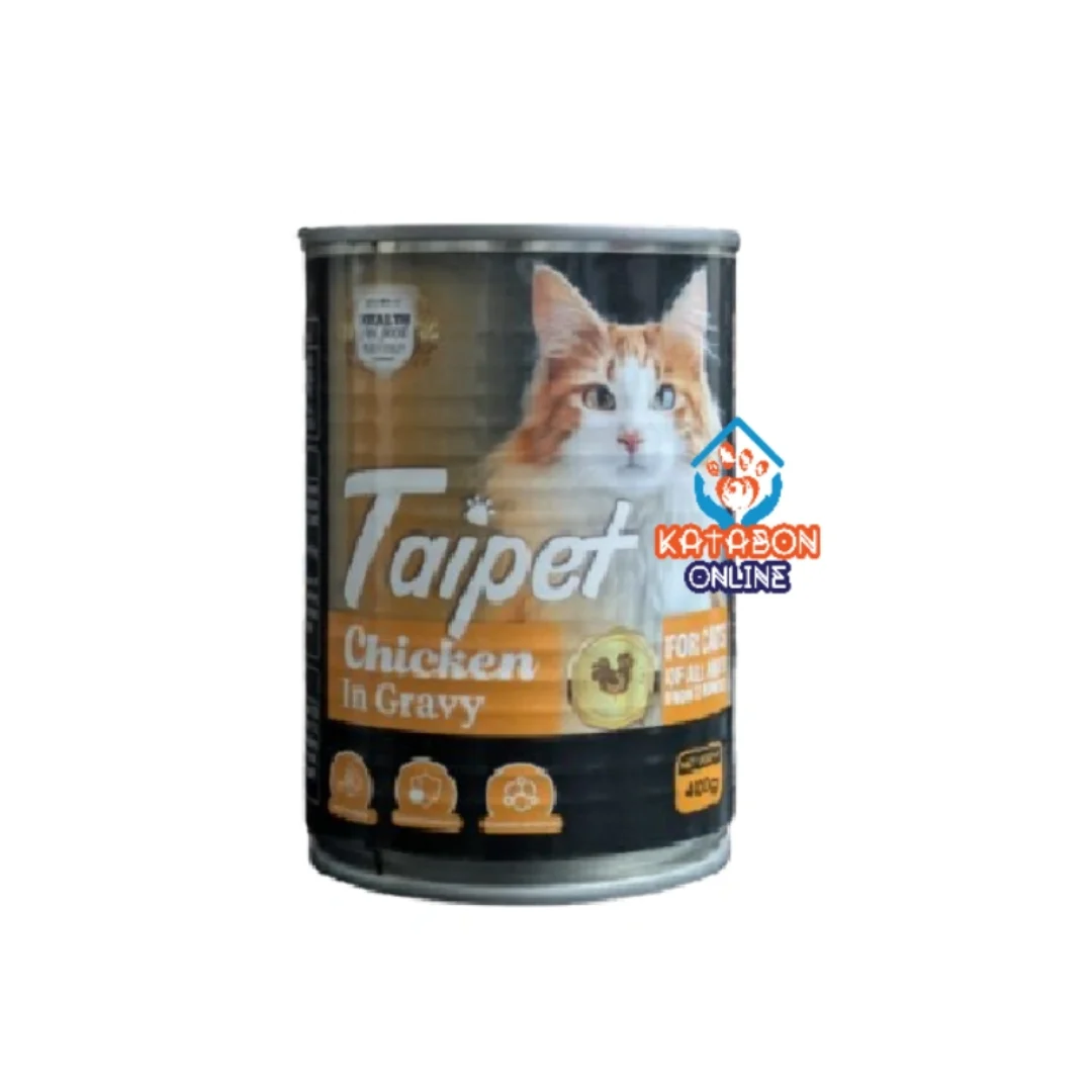 Taipet Can Cat Food Chicken in gravy For Both Adults & Kittens From 2months 400g”