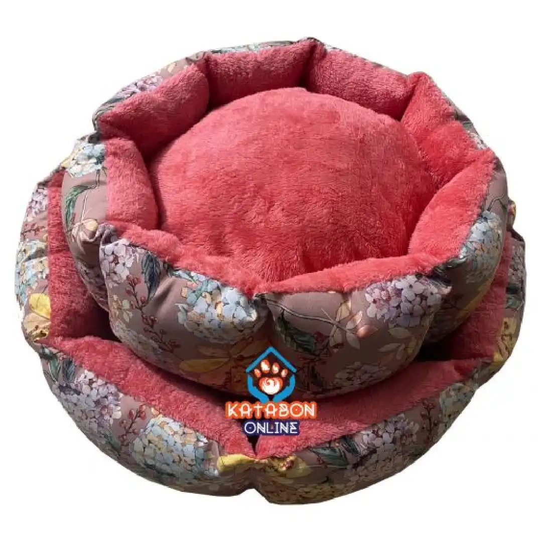 Round Plush Pet Bed Super Soft and Super Warm (L Size)