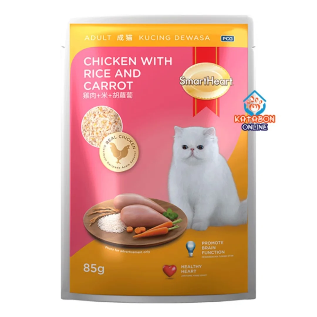 SmartHeart Adult Pouch Wet Cat Food Chicken With Rice And Carrot In Jelly 85g