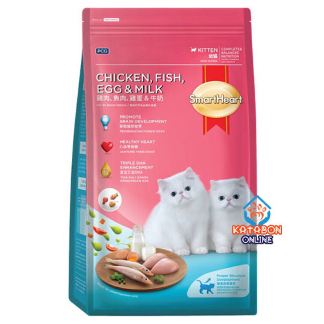 SmartHeart Kitten Dry Cat Food Chicken, Fish, Egg & Milk Flavour 1.1kg