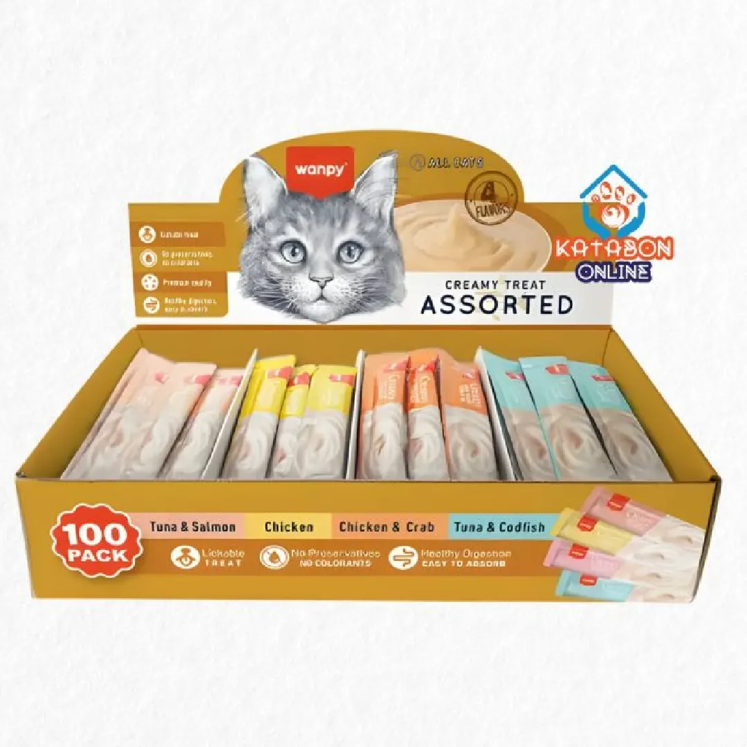 Wanpy Creamy Treat Assorted Mix Flavor 100pc Pack*14gm (1400gm)